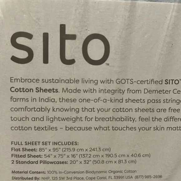 Sito brand by Mercola Organic Cotton Full Sheet Set - Sky Blue - Picture 5 of 6